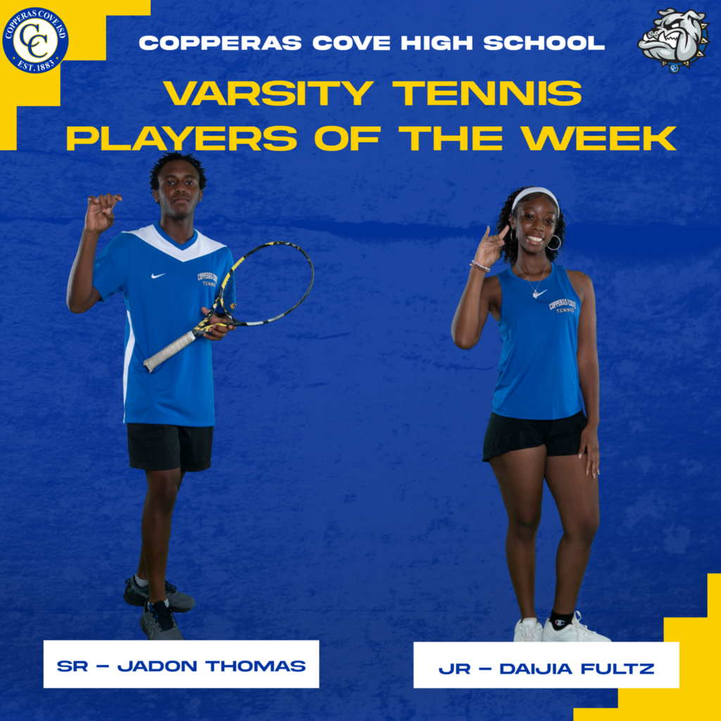 varsity tennis players of the week sr Jadon Thomas, jr daijia fultz
