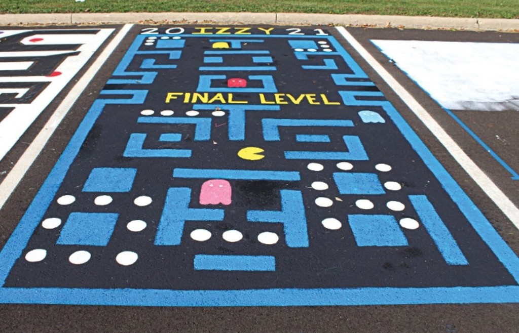 Picture of a painted parking space. Text in body of post.