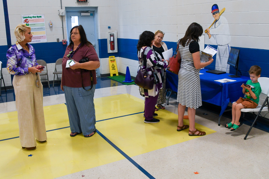 A group of people in a room