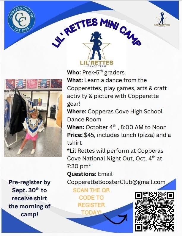 Lil' Rettes flyer with CCISD logo details in caption