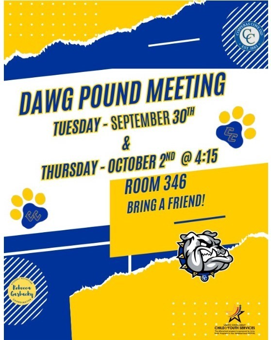 Graphic design of Bulldawg and pawprints. Seal of AYPYN, CCISD, and Rebecca Garbacky. Text in post body.