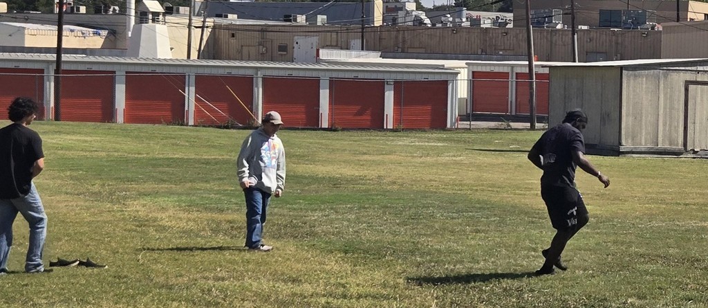 Students playing football