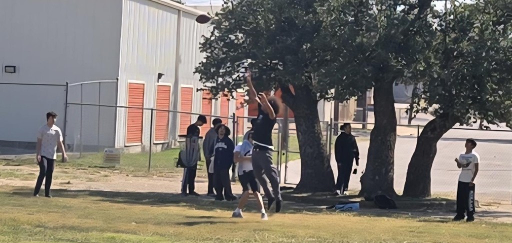 Students playing football