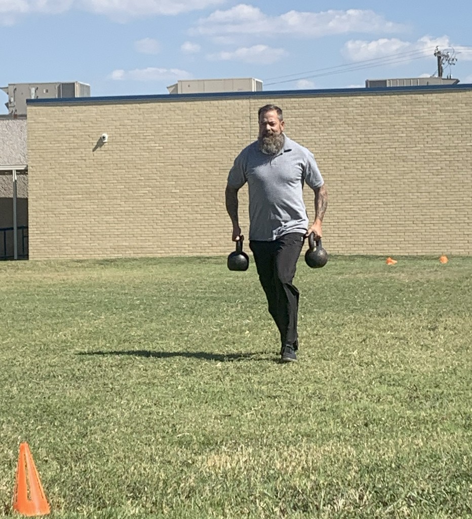 Mr Brown with kettle balls