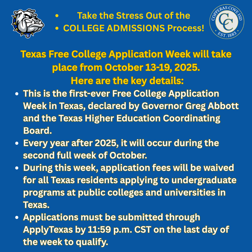 College application poster with ccisd logos