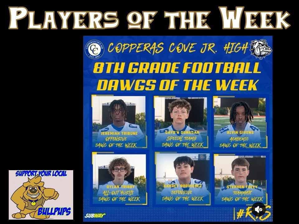8th Grade Players of the Week- details in the post