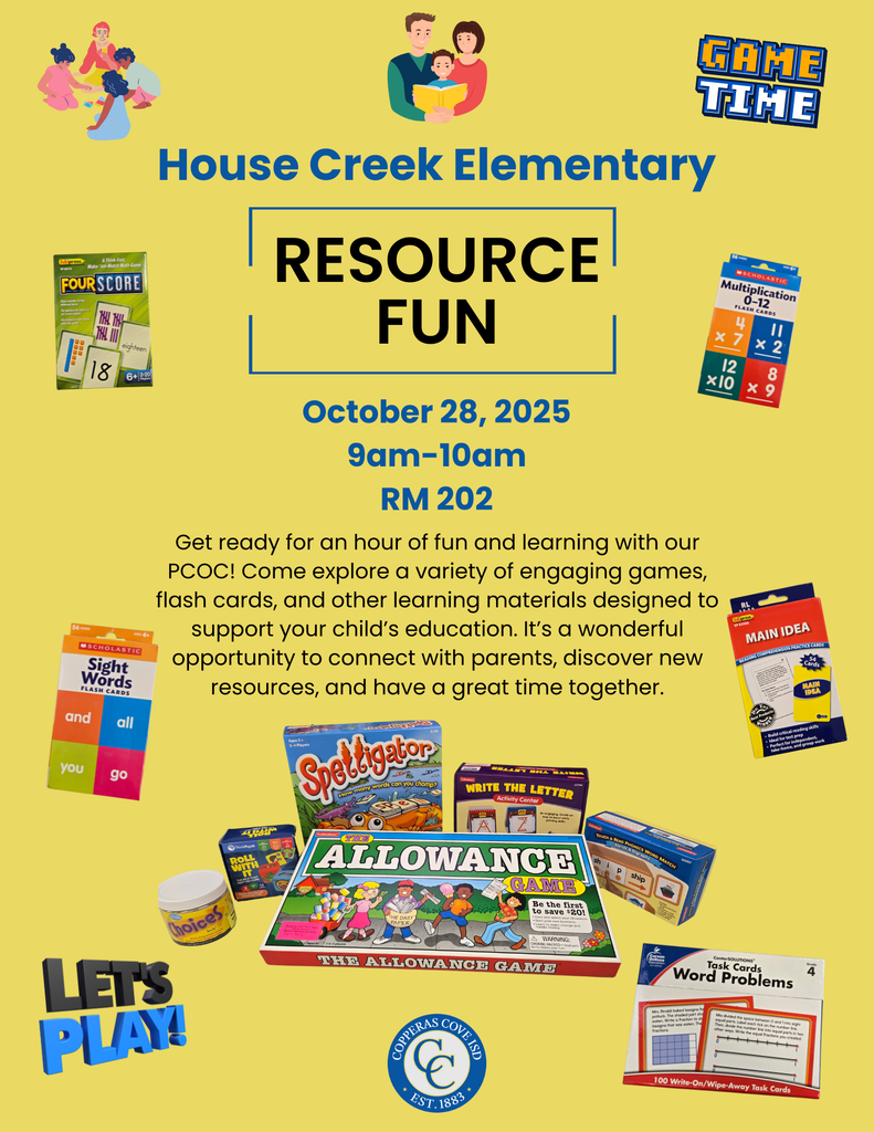 Resource Fun flyer with CCISD Logo. Events outline in text above.