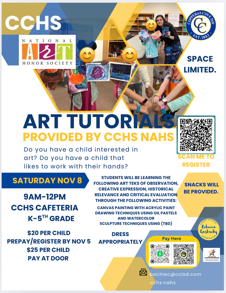 A graphic design with cliparts and seals of Copperas Cove ISD, AYPYN, and Rebecca Garbacky.  Text in message body.