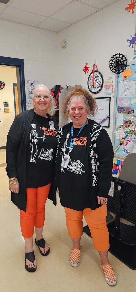 Teacher participating in Twin Day