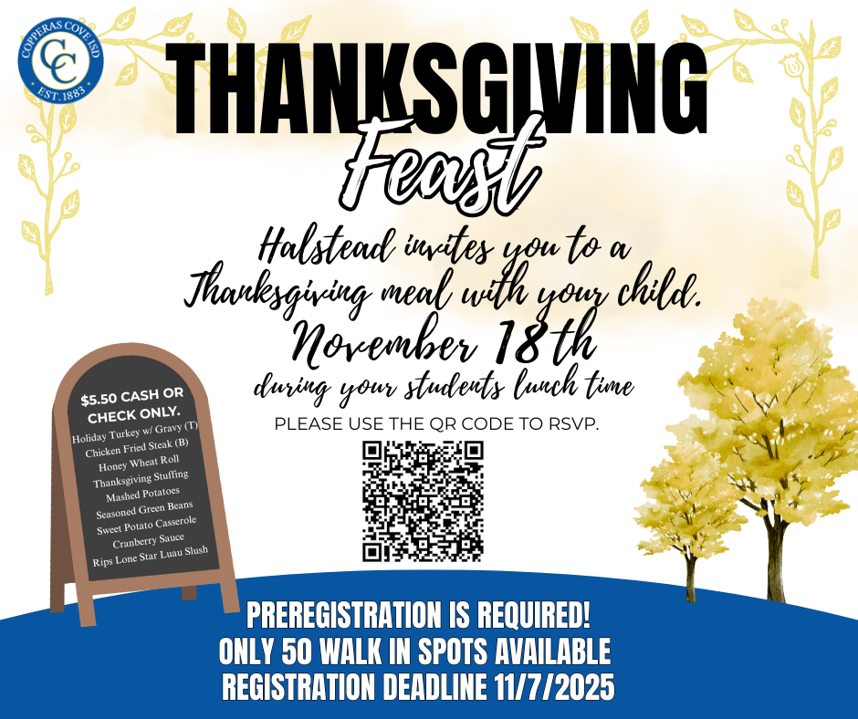 Thanksgiving feast flyer with CCISD logo details in caption