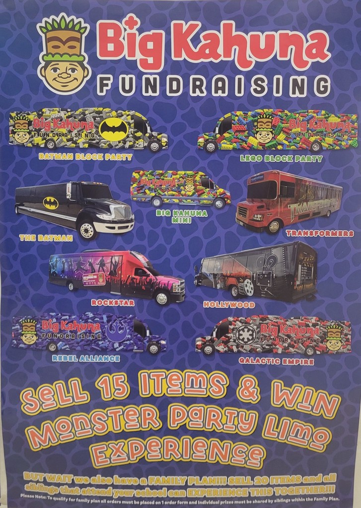 Big Kahuna party bus flyer details in caption