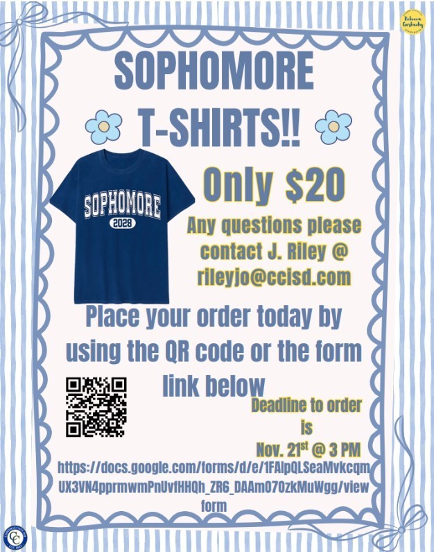 Flyer with graphic designs and a picture of a shirt.
