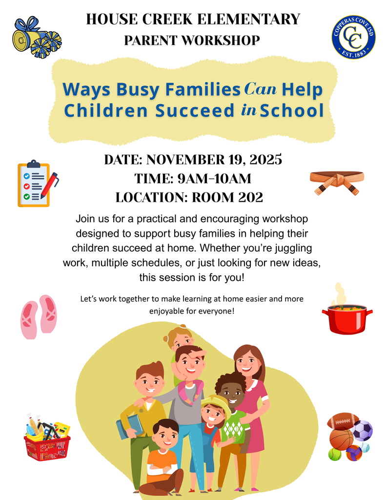 Parent Workshop flyer with CCISD logo. Event details outlined in text.