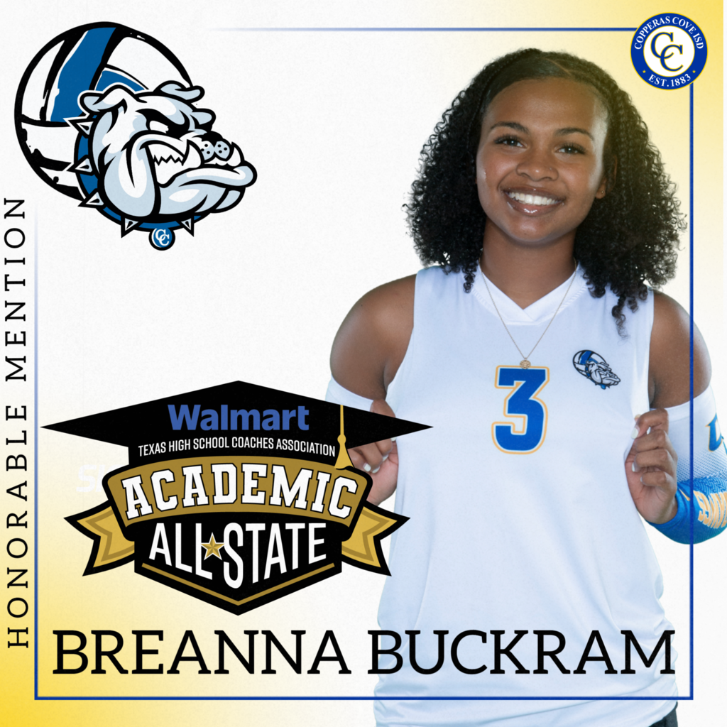 walmart texas high school coaches association academic all state. honorable mention breanna buckram