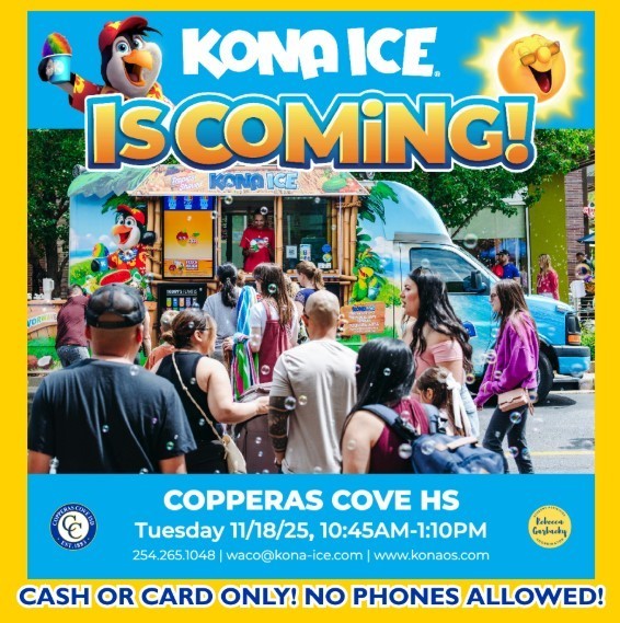 Picture of people in line for Kona Ice. Text in message body.