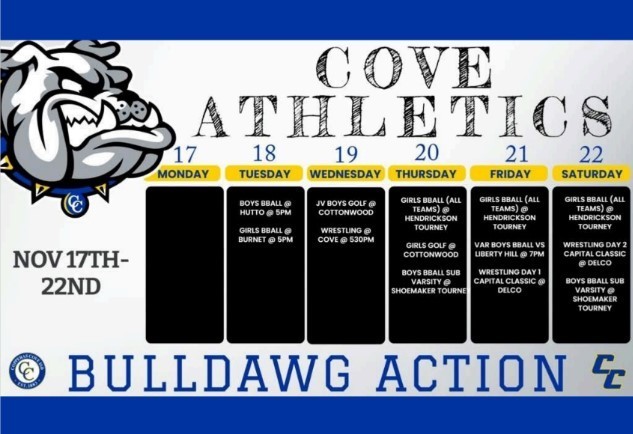 Graphical flyer with the Copperas Cove Bulldawg Logo. Text in post body.