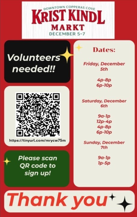 Graphical flyer with a QR code. Text in post body. 