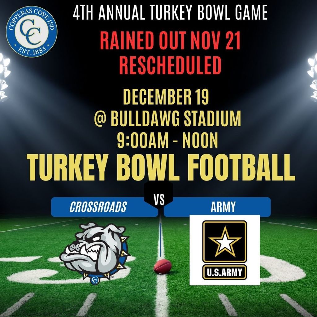 Turkey Bowl Rescheduled notice with logo