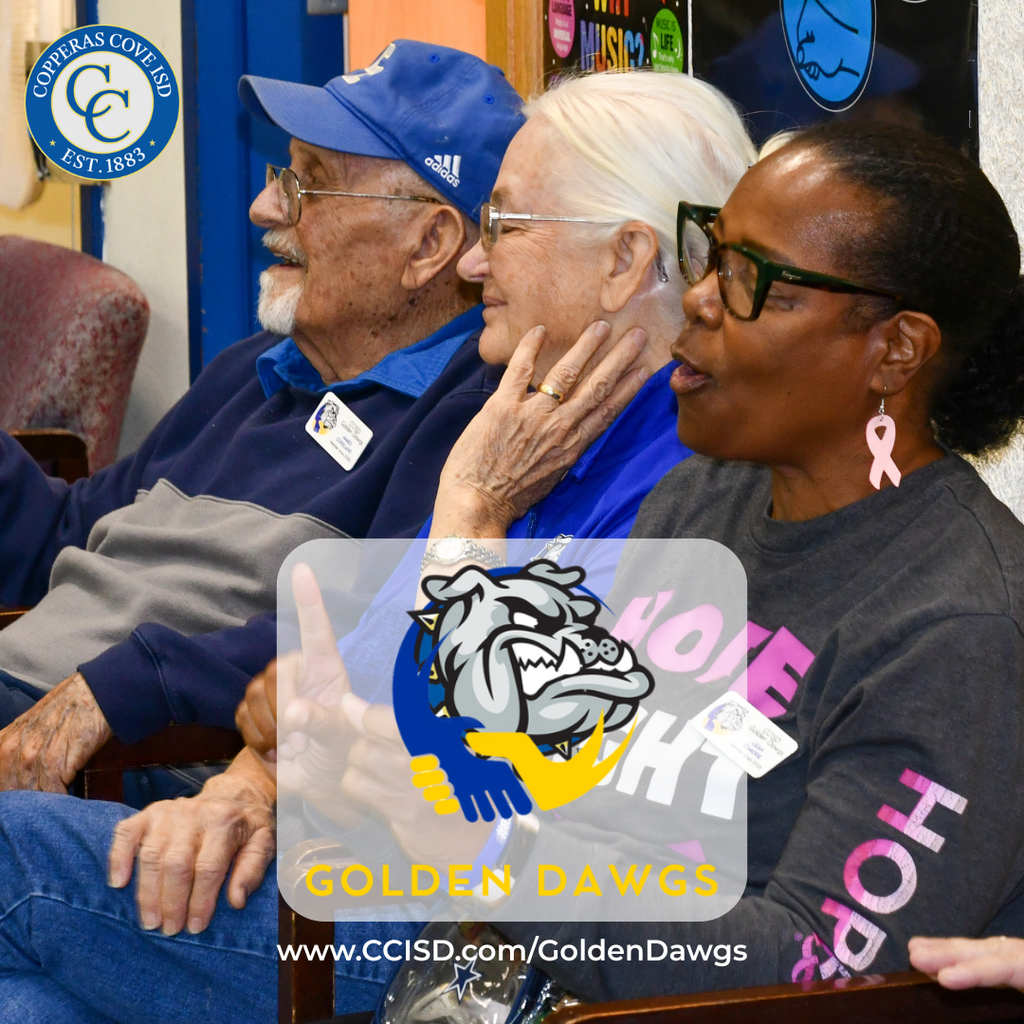 Graphic with CCISD logo. Golden Dawgs. www dot CCISD dot com slash golden dawgs.