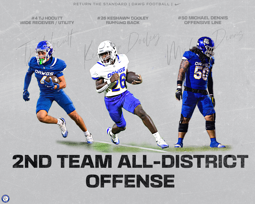 2nd team all district offense tj hocutt reshawn dooley micheal dennis