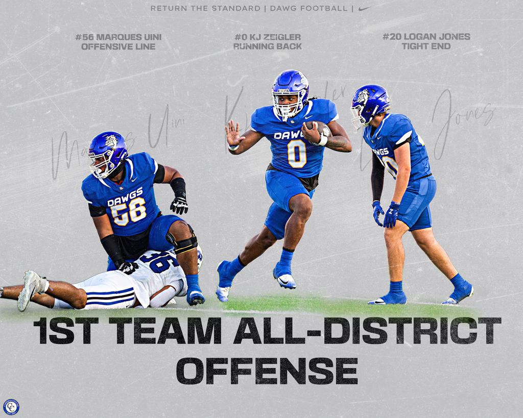 1st team all district offense maquies uini, kj zigler, logan jones