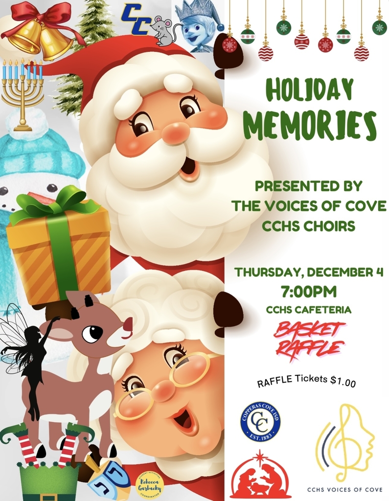 Graphical flyer with Christmas clipart of Santa Clause, Mrs. Clause, and Rudolph the Rednose Reigndeer. Text in post body.