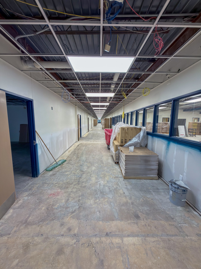 Photo of a school hallway being constructed