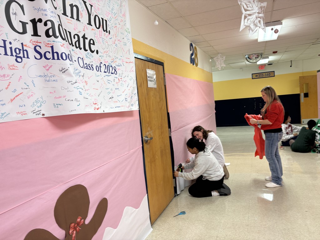 Copperas Cove High School hallways decorated for Christimas.