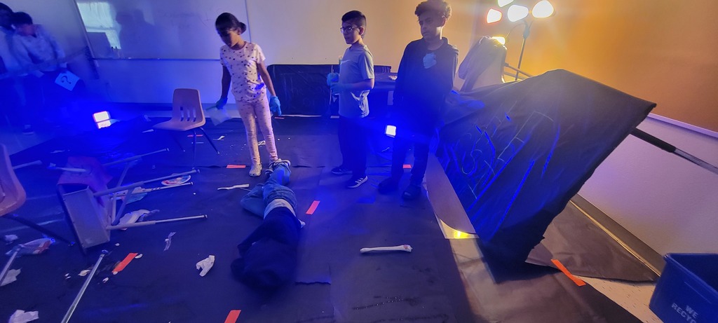 students in classroom crime scene