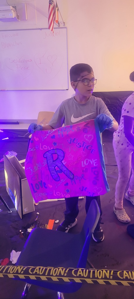 Student investigating crime scene