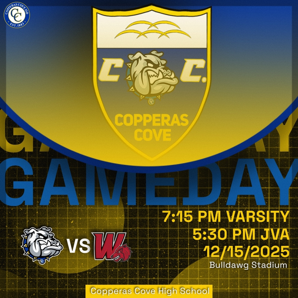 Graphical flyer. Logo of Copperas Cove ISD in the top right corner.
