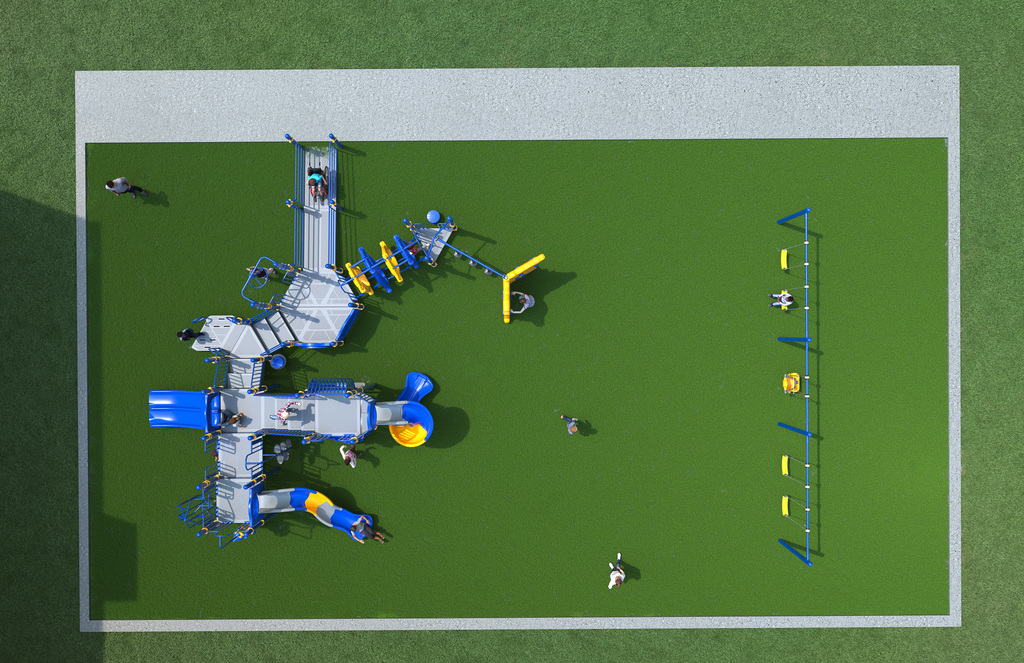 Architectural rendering of a playground as viewed from above