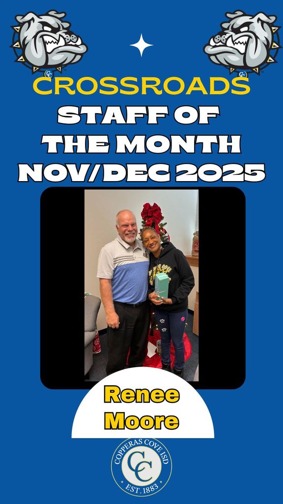 Staff of the month picture with logo