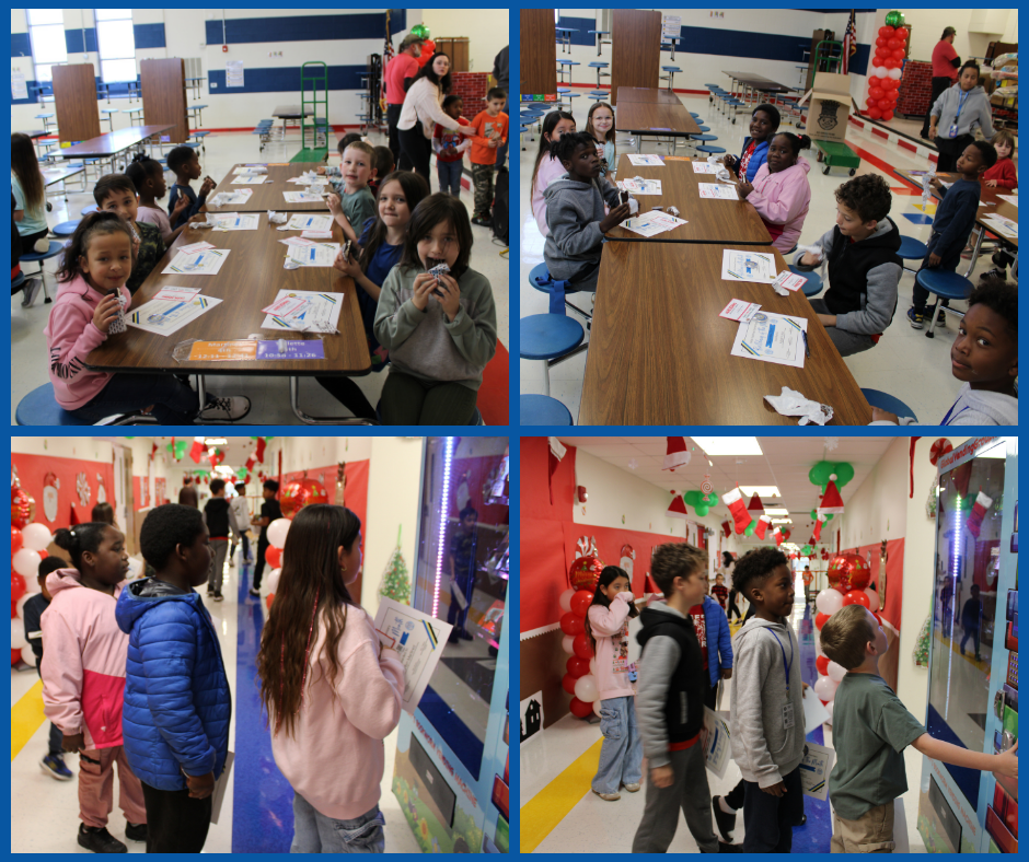 Photo collage of Bulldawg of the month students enjoying ice cream