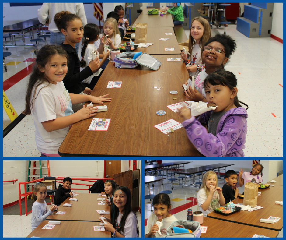 Photo collage of Bulldawg of the month students enjoying ice cream