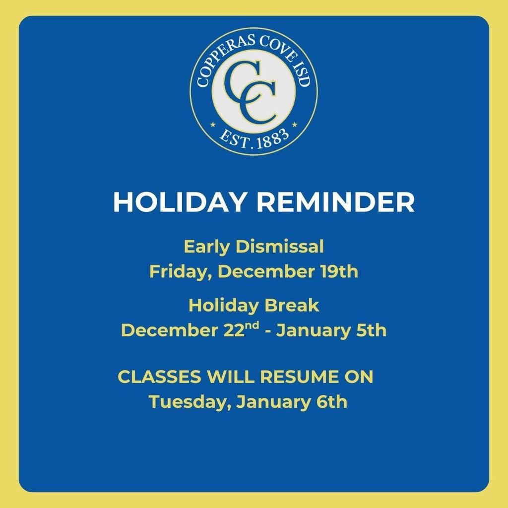 Graphic Design. Image of the Copperas Cove ISD Seal. Text in message post. 