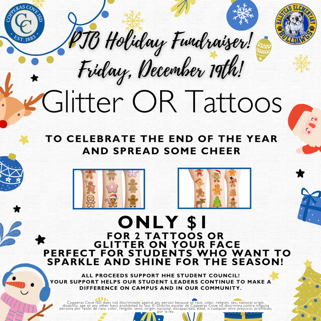 Glitter or Tattoos flyer with CCISD logo details in caption