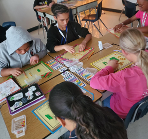 A group of students completing a math activity