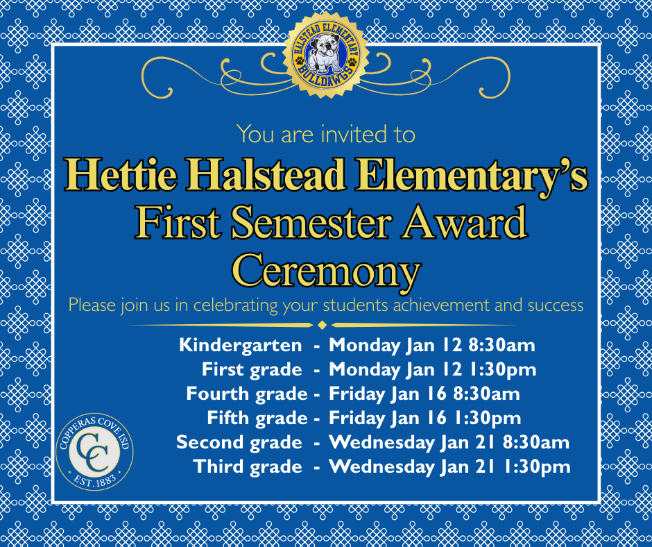 Award ceremony invitation with CCISD logo details in caption