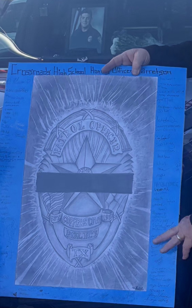 Poster signed by Crossroads Students in memorial for Officer Garretson