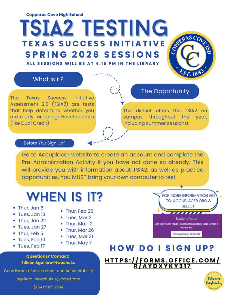Informational flyer with the Copperas Cove ISD seal in the top right corner.  Text in post body.