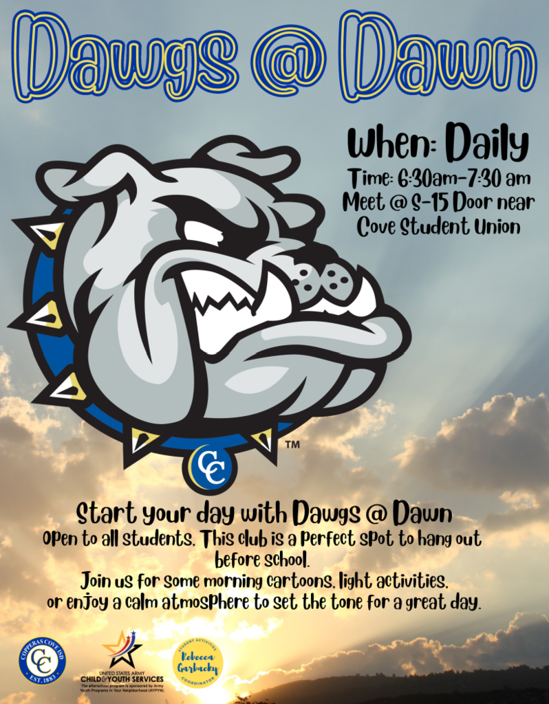 Graphical image of a sunrise with text and the Copperas Cove ISD Bulldawg logo. Text in post body. 