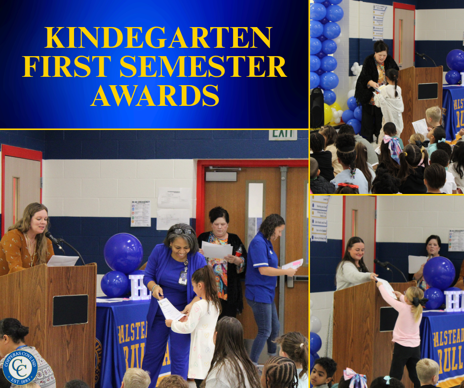 Kinder students accepting awards photo collage