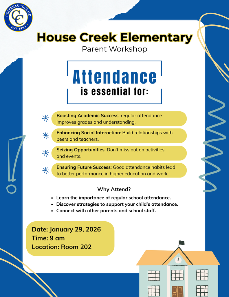 Attendance Parent Workshop flyer with CCISD logo. Details outline in the text.  