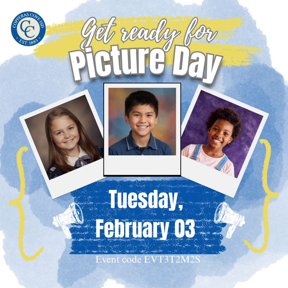 Picture day reminder with CCISD logo details in caption