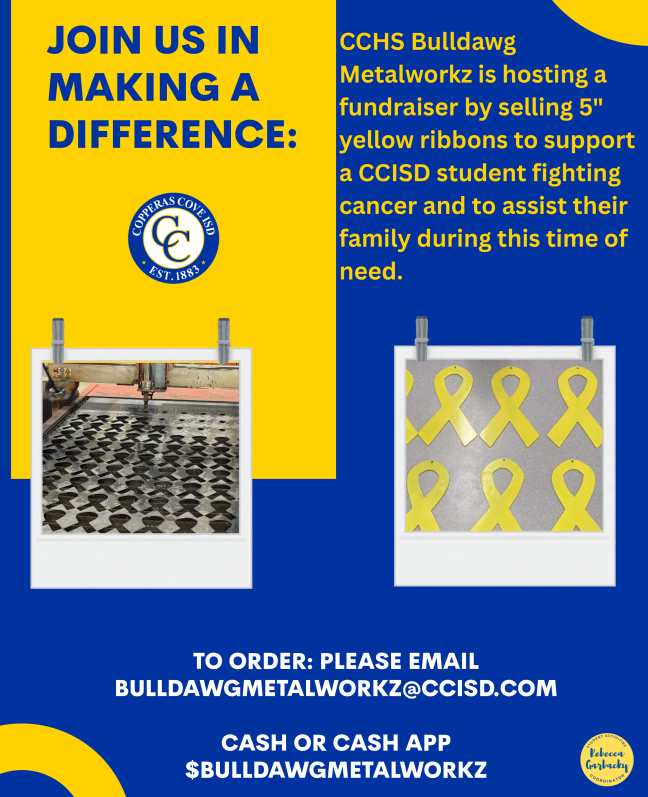 Graphic design with photos of metalworking.  Text in message posting. 