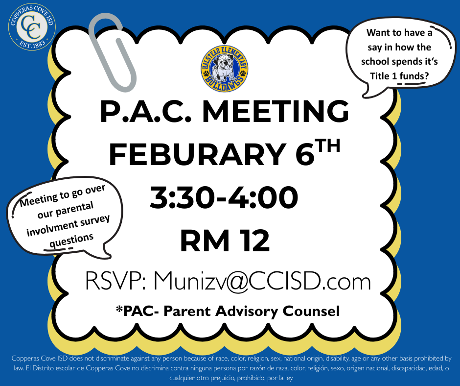 P.A.C. Flyer with CCISD logo details in caption