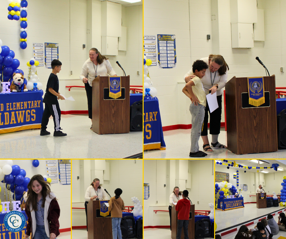 fifth grade students accepting awards photo collage 