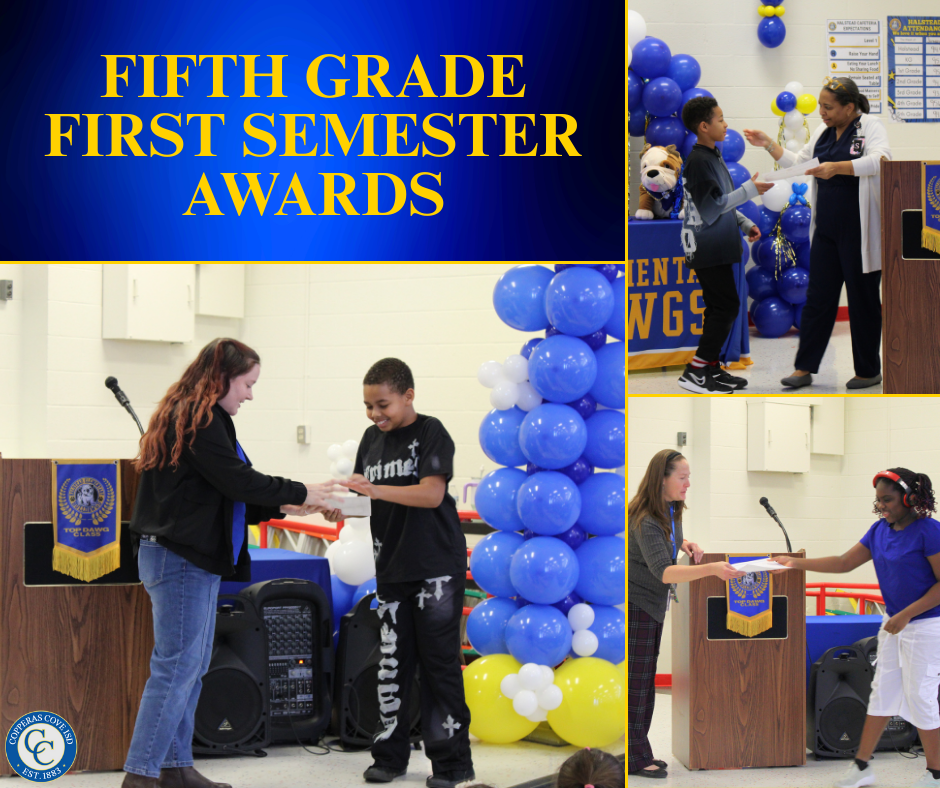 fifth grade students accepting awards photo collage 