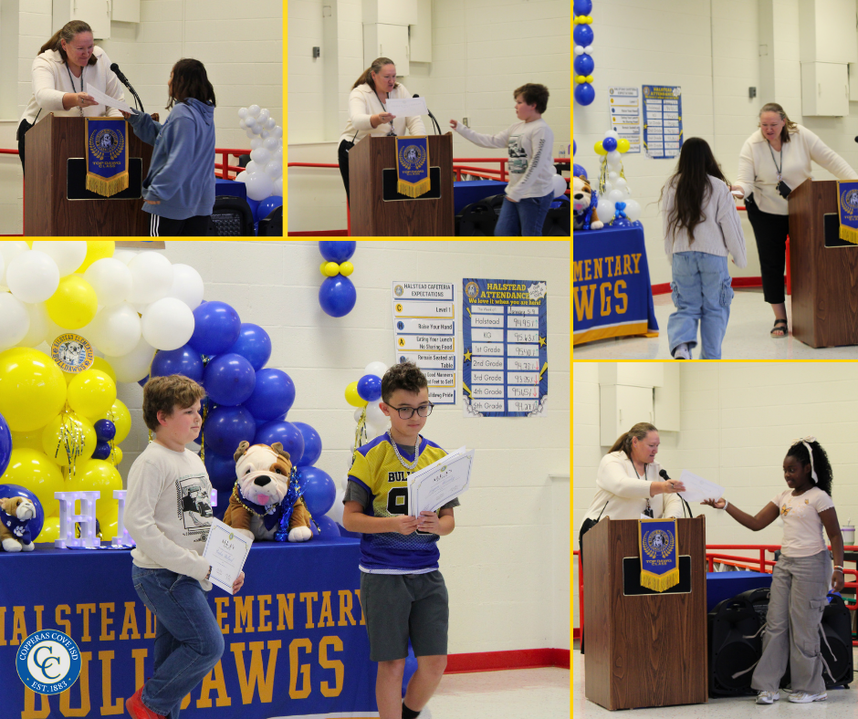 fifth grade students accepting awards photo collage 
